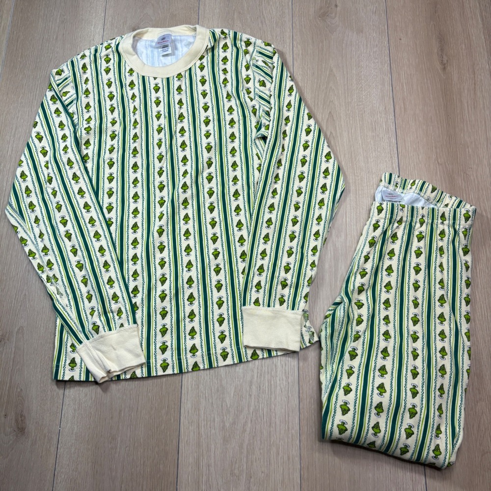 Hanna Andersson Grinch Christmas Pajamas Set Womens Small Organic Cotton Green